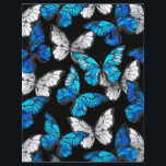 Dark Seamless Pattern with Blue Butterflies Morpho Flyer<br><div class="desc">Realistic,  blue and white butterflies seamless pattern on black background.</div>