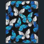 Dark Seamless Pattern with Blue Butterflies Morpho Flyer<br><div class="desc">Realistic,  blue and white butterflies seamless pattern on black background.</div>