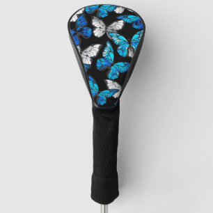Dark Seamless Pattern with Blue Butterflies Morpho Golf Head Cover