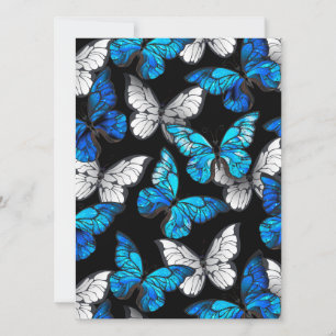 Dark Seamless Pattern with Blue Butterflies Morpho Invitation