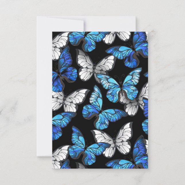 Dark Seamless Pattern with Blue Butterflies Morpho Invitation (Front)