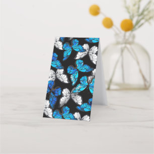 Dark Seamless Pattern with Blue Butterflies Morpho Loyalty Card