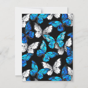 Dark Seamless Pattern with Blue Butterflies Morpho Magnetic Invitation