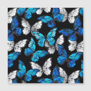 Dark Seamless Pattern with Blue Butterflies Morpho Magnetic Invitation