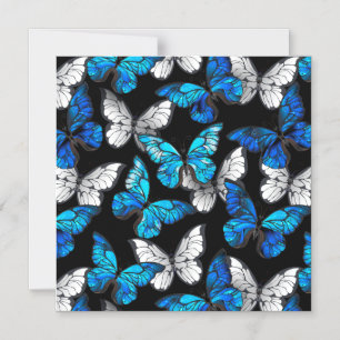 Dark Seamless Pattern with Blue Butterflies Morpho Magnetic Invitation