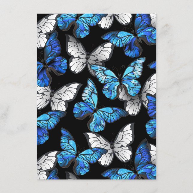 Dark Seamless Pattern with Blue Butterflies Morpho Menu (Front)
