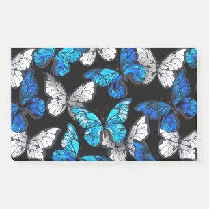 Dark Seamless Pattern with Blue Butterflies Morpho Post-it Notes