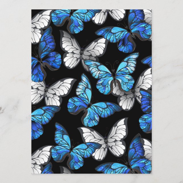 Dark Seamless Pattern with Blue Butterflies Morpho Programme (Front)