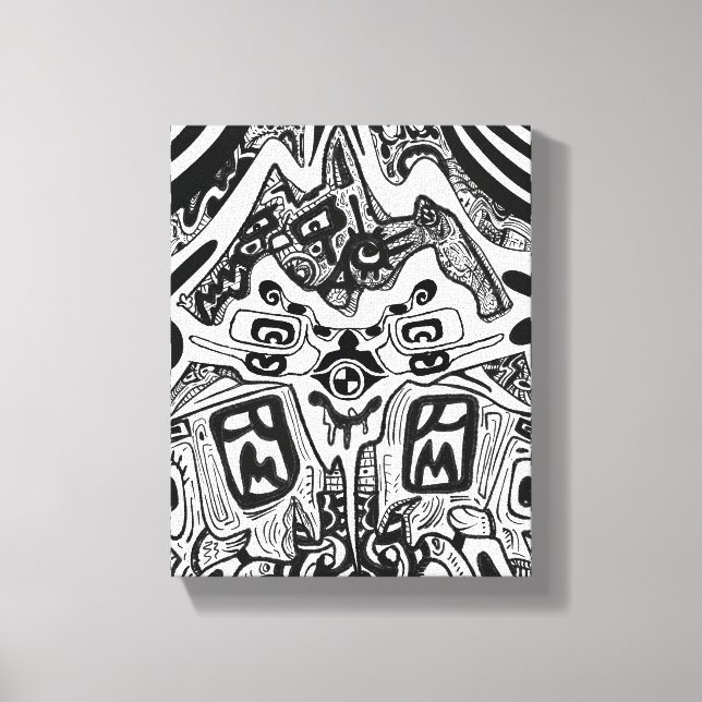Dark Shades Phrame Mirrored Linework Canvas Print (Front)