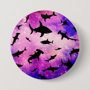 Dark shadow fish shark on gradient galaxy Space 7.5 Cm Round Badge