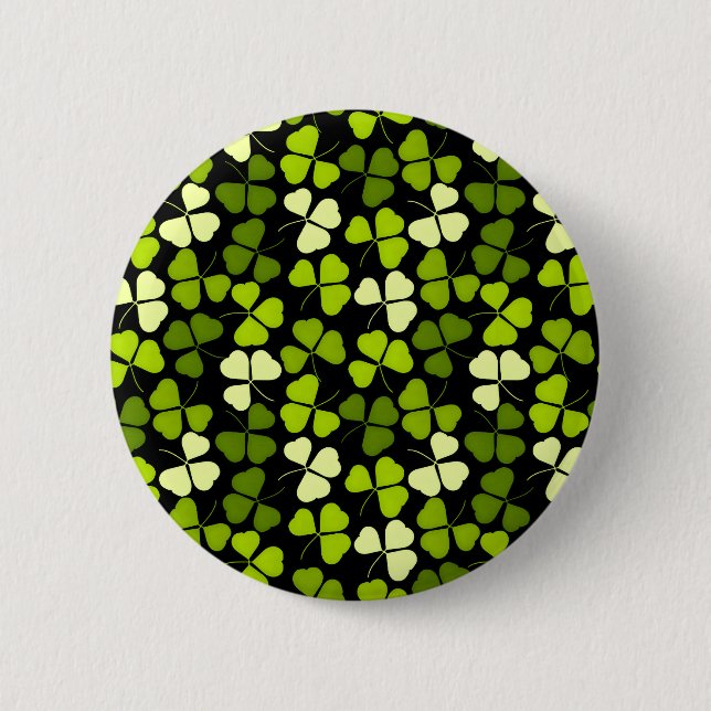 Dark Shamrock Pattern Green & Black 6 Cm Round Badge (Front)