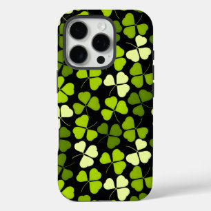 Dark Shamrock Pattern Green & Black iPhone 16 Pro Case