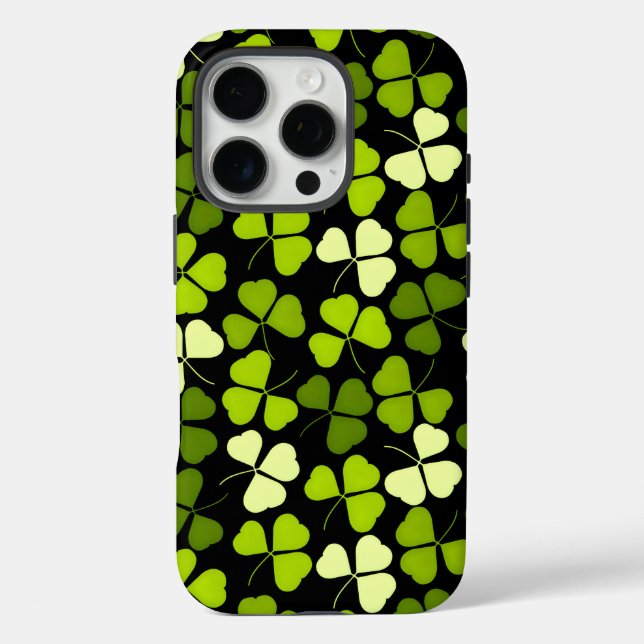 Dark Shamrock Pattern Green & Black Case-Mate iPhone Case (Back)