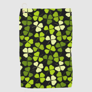 Dark Shamrock Pattern Green & Black Golf Towel