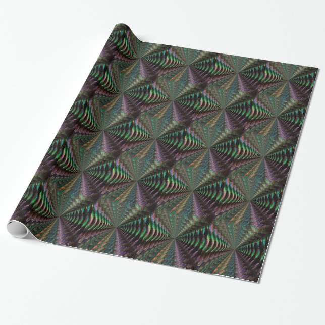 Dark Shiny Holographic Pattern Pixel Wrapping Paper (Unrolled)