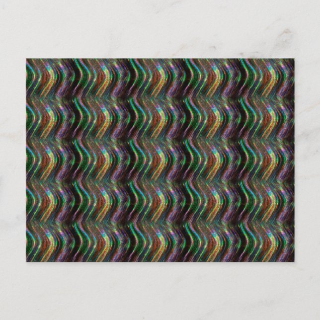 Dark Shiny Holographic Wave Pattern Pixel Postcard (Front)