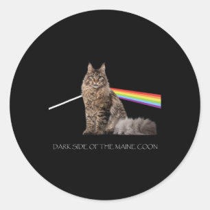 Dark Side Of The Maine Coon Cat Lover Classic Round Sticker