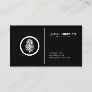 Dark Simple Tattooist Logo Black Tattoo Artist Business Card