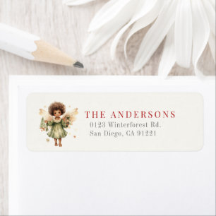 Dark Skin Angel Christmas Holiday Return Address