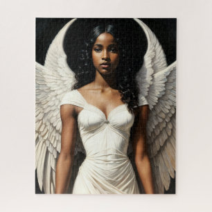 Dark Skin Black Girl Angel Angelcore Jigsaw Puzzle