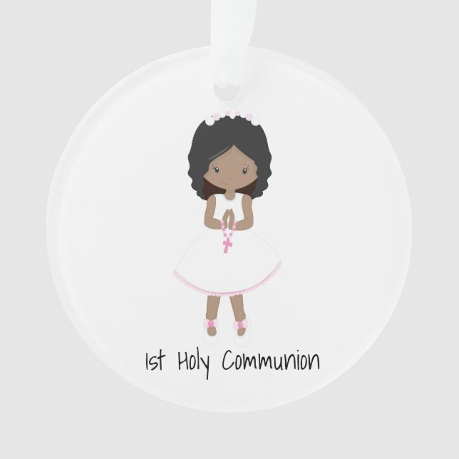 Dark Skin Girl 1st Holy Communion Ornament (Front)
