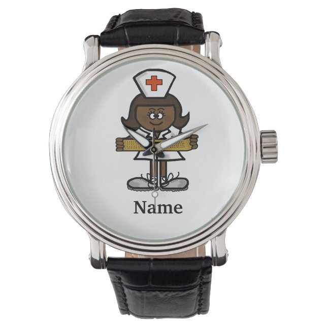 Dark Skin or Black Female Nurse Watch  Customise (Front)