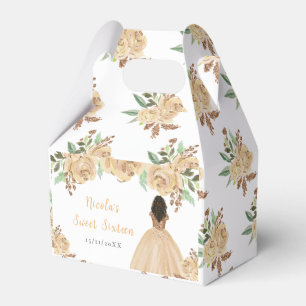 Dark Skin Princess Peach Floral Sweet Sixteen Favour Box