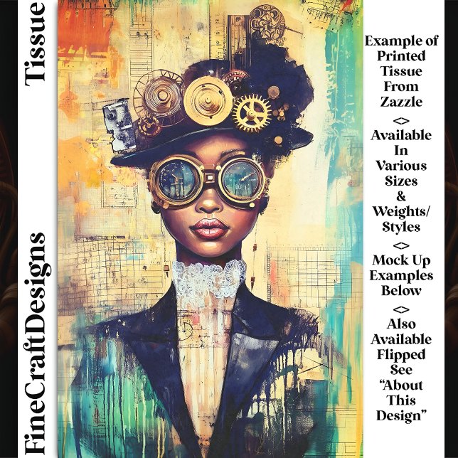 Dark Skin Steampunk Woman Collage DK1LF Decoupage Tissue Paper (Creator Uploaded)