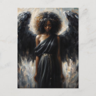 Dark-Skinned Angel With Black Wings Postcard