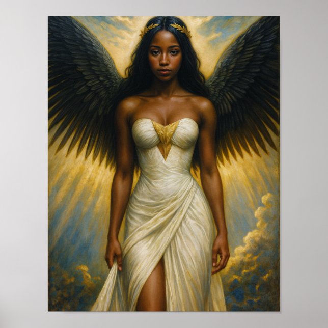 Dark-Skinned Angel With Black Wings Poster (Front)