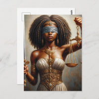  Dark-Skinned Lady Justice With Scales and Sword