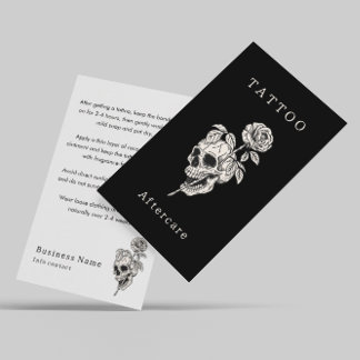 Dark Skull Bones Tattoo Aftercare Instructions Business Card