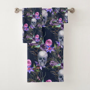 Dark Skull Cottagecore Bath Towel Set