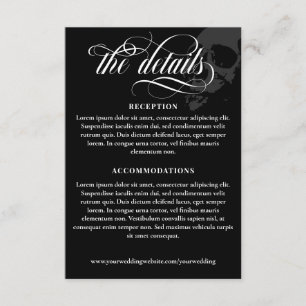 Dark Skull Elegant Goth Wedding Details Enclosure Card