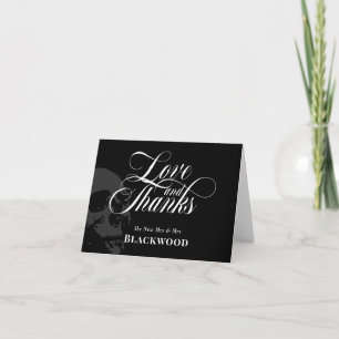 Dark Skull Elegant Goth Wedding Love & Thanks Thank You Card