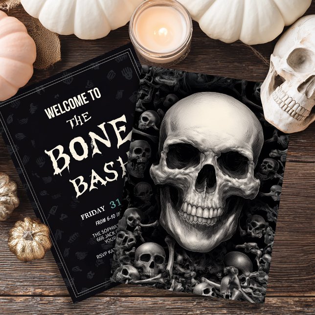 Dark Skull Themed Halloween Invitation (Creator Uploaded)