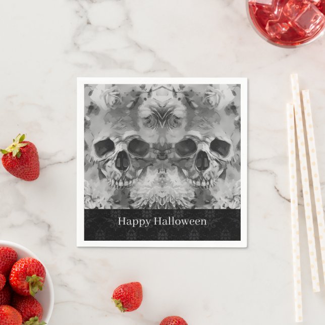 Dark Skulls Halloween Party Napkin (Insitu)