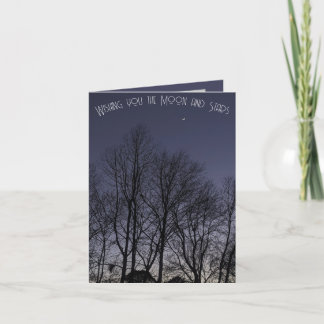 Dark Sky , Moon and Star Folded Greeting Card
