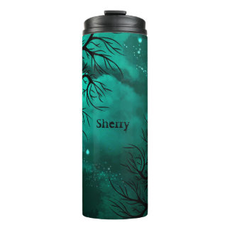 Dark Sky, Teal and Black Thermal Tumbler