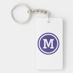 Dark Slate Blue Circle Monogram Key Ring