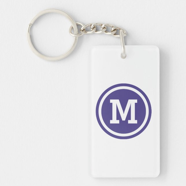 Dark Slate Blue Circle Monogram Key Ring (Front)