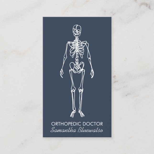Dark Slate Blue doctor Skeleton orthopaedic Business Card (Front)