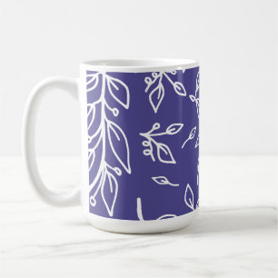 Dark Slate Blue Floral Coffee Mug