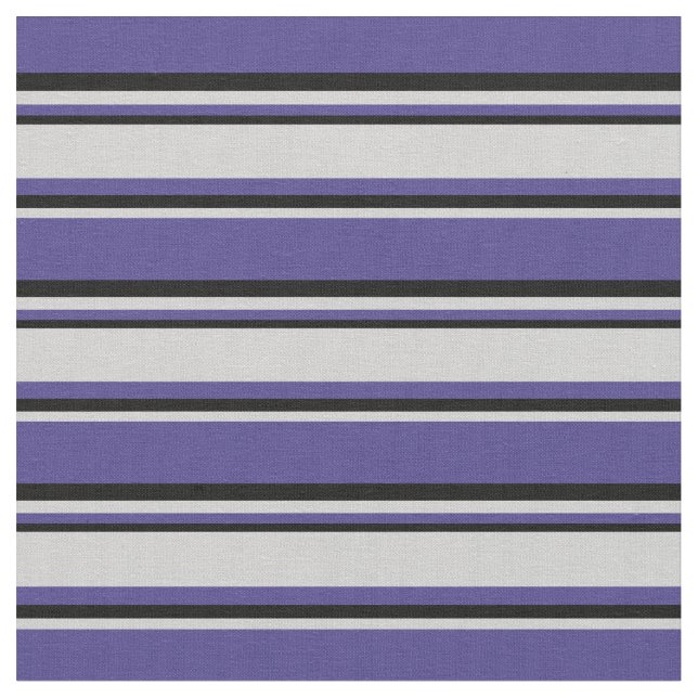 Dark Slate Blue, Light Grey & Black Stripes Fabric (Close Up)