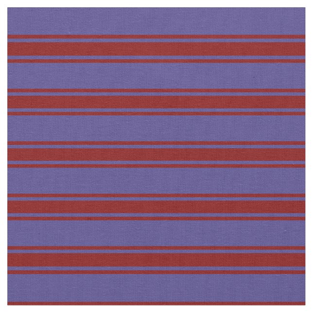Dark Slate Blue & Maroon Coloured Stripes Fabric (Close Up)