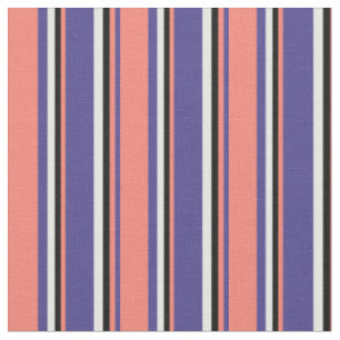 Dark Slate Blue, Salmon, Black, and Mint Cream Fabric