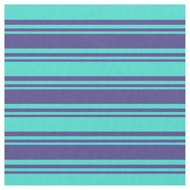 Dark Slate Blue & Turquoise Coloured Lines Fabric (Close Up)