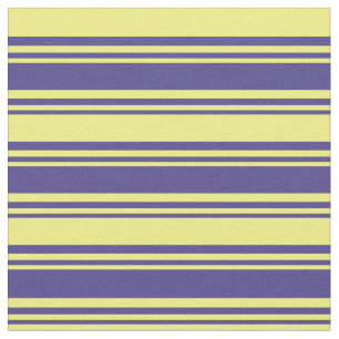 Dark Slate Blue & Yellow Lined Pattern Fabric
