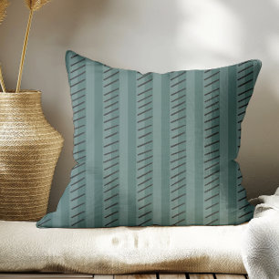 Dark Slate Green Modern Boho Stripes  Cushion