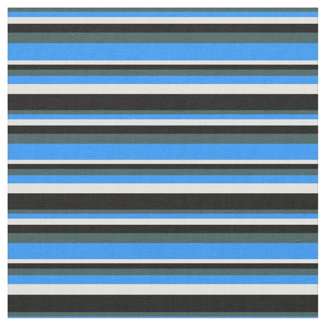 Dark Slate Grey, Blue, Light Yellow, and Black Fabric (Close Up)